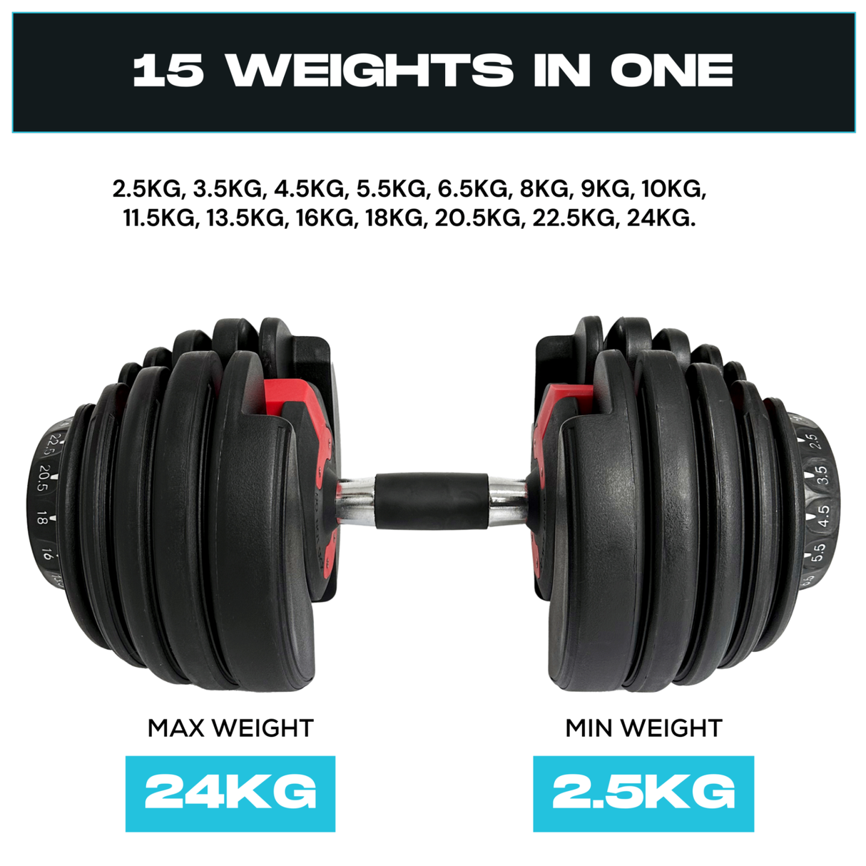 24kg Adjustable Dumbbell (Pair)